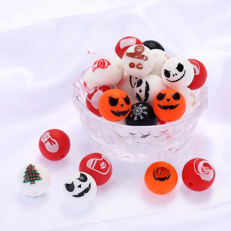 Wholesale 50pcs DIY Halloween Baby Soothing Teething Holiday Series Silicone Beads